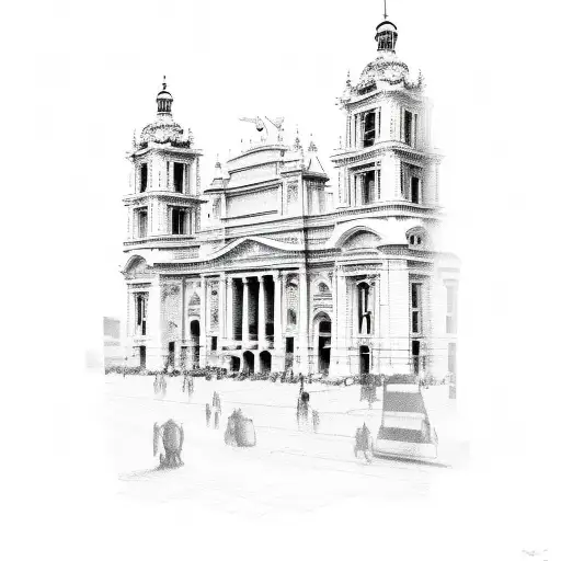 A sketch-style collage of iconic landmarks from Santiago, Mendoza, Buenos Aires, and Montevidéu, forming a cohesive composition tattoo design idea