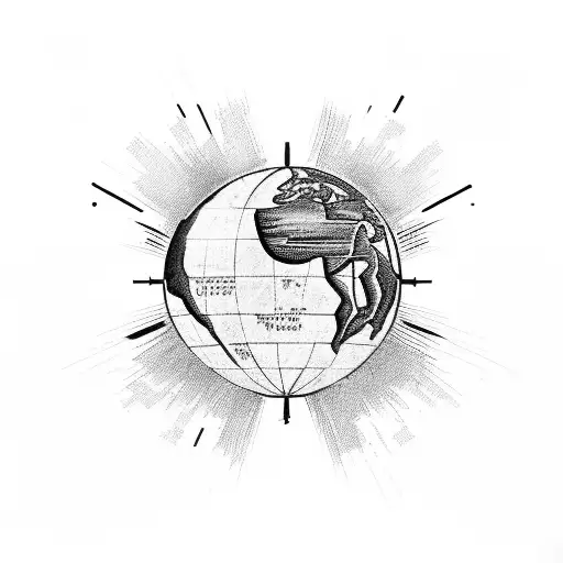 A silhouette of a student holding a globe, with Santiago, Mendoza, Buenos Aires, and Montevidéu marked as significant destinations tattoo design idea