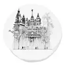 A surreal scene of a student backpacking through the vibrant streets of Santiago, Mendoza, Buenos Aires, and Montevidéu, with each city represented by a unique symbol tattoo design idea