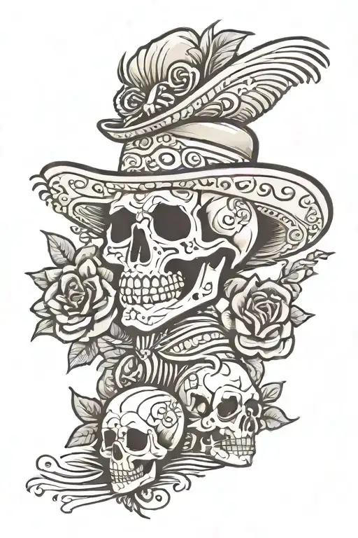 Mexican with skulls tattoo design idea
