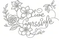 cursive words with flowers coming out tattoo design idea