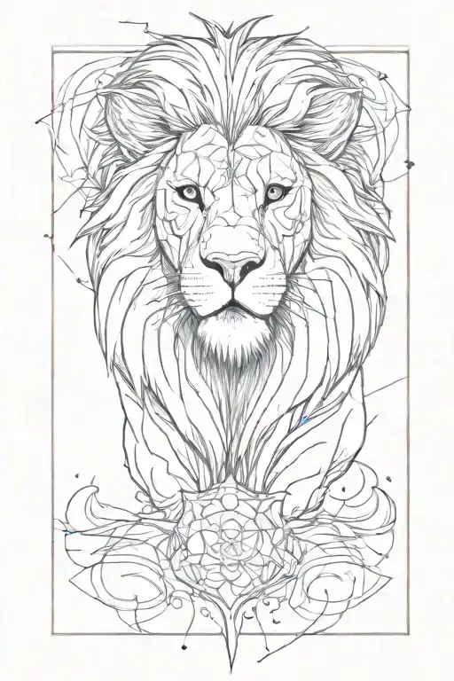 Lion head with lightning-like scars on the face that are red. tattoo design idea