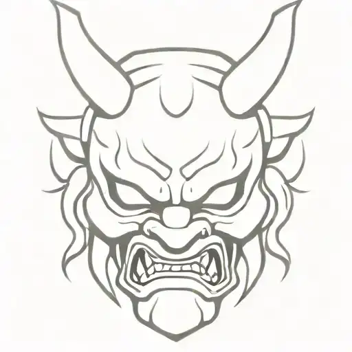 oni mask solid black tattoo design idea
