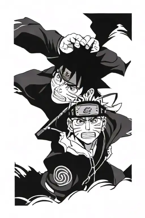 Tattoo with anime characters that are the following, Naruto, Asta, Ippo, melodies, and that they are ordered tattoo design idea