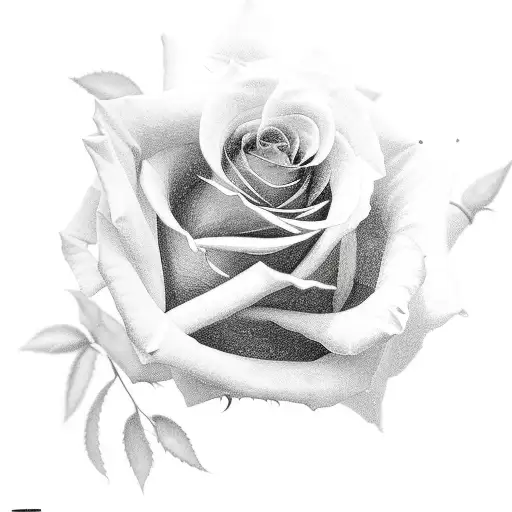 rose with dark shadow in thornbush, rose is sorrundes by lots of stem is visible with big thorns tattoo design idea