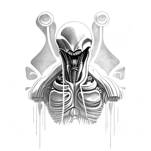 xenomorph dynamic pose tattoo design idea