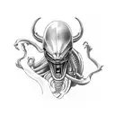xenomorph dynamic pose tattoo design idea