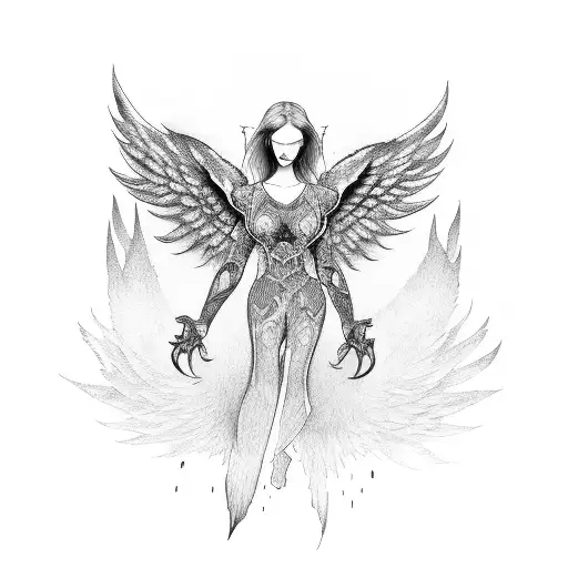 fallen angel  tattoo design idea