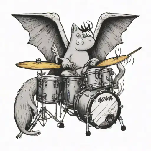 Moomin play on drums  tattoo design idea