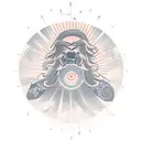 A hikae with the sun and it's rays spreading out from the chest on the arm tattoo design idea