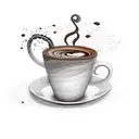 A mesmerizing coffee cup filled with swirling patterns inspired by color theory tattoo design idea