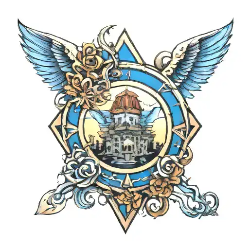 blue mountain in harley emblem  tattoo design idea