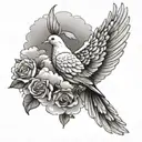 dove clouds the words see no evil  tattoo design idea