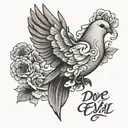 dove clouds the words see no evil  tattoo design idea