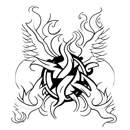 twin fire flames, flash back film reel tattoo design idea
