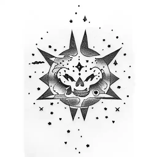 shoot for the stars with gun tattoo design idea