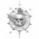 shoot for the stars with gun tattoo design idea