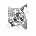 interlocking geometric patter black to white fade  tattoo design idea