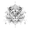 A Lion gazing orion constellation tattoo design idea