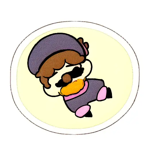 croissant wearing a beret and a moustache tattoo design idea