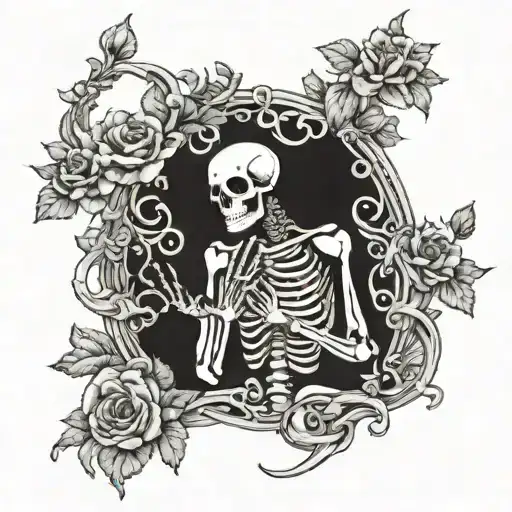 skeleton praying tattoo design idea