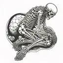 skeleton on its knees praying to cross tattoo design idea