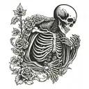 skeleton praying tattoo design idea