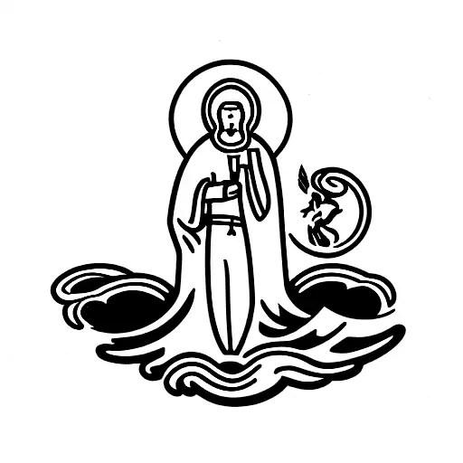 saint christopher water tattoo design idea
