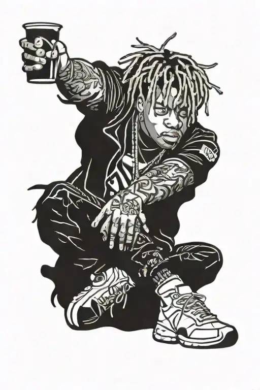 juice wrld the rapper with 999 juice wrld tattoo design idea