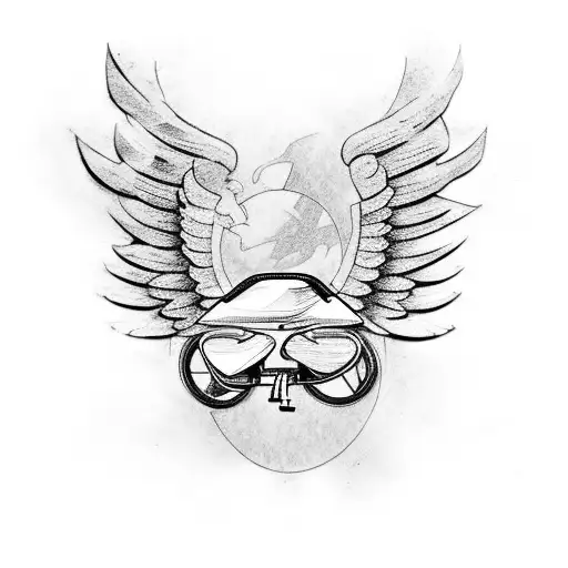 Harley Davidson motorcycle with wings tattoo design idea