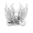 Harley Davidson motorcycle with wings tattoo design idea