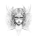 statue of the morrigan tattoo design idea