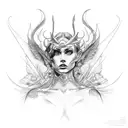 statue of the morrigan tattoo design idea