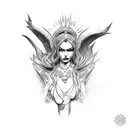 statue of the morrigan tattoo design idea