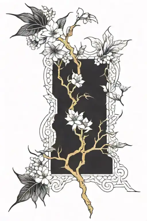 Simple kintsugi lines down the thigh tattoo design tattoo design idea