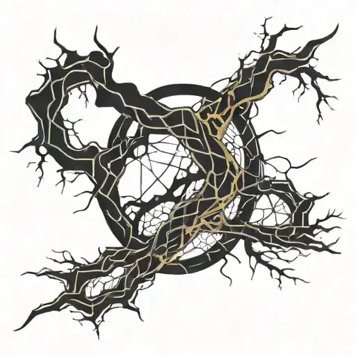 Simple Japanese kintsugi lines on the thigh tattoo tattoo design idea