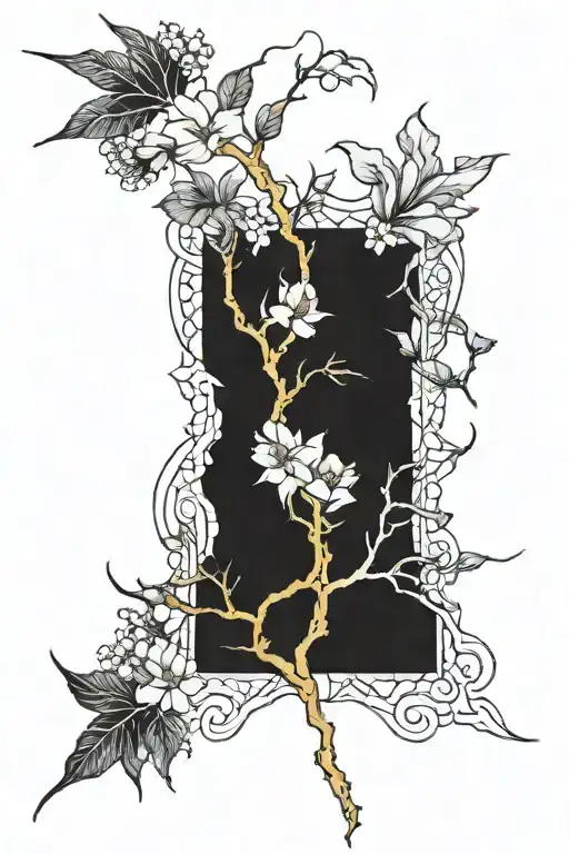 Simple kintsugi lines down the thigh tattoo design tattoo design idea