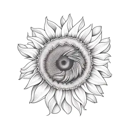 colorful sunflower and hedgehog  tattoo design idea