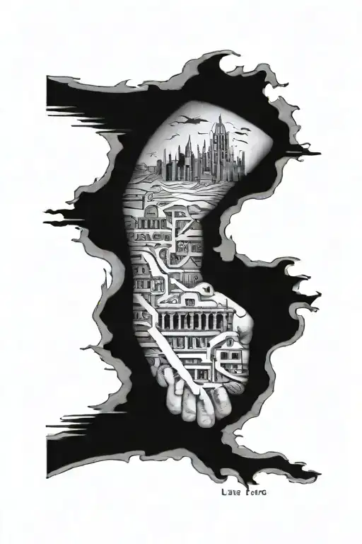 forearm tattoo showing each major scene of the book of luke from the bible tattoo design idea