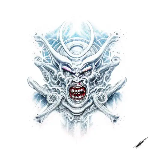 gemini demon realistc and acureted tattoo design idea