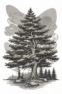 evergreen tree growing tattoo design idea