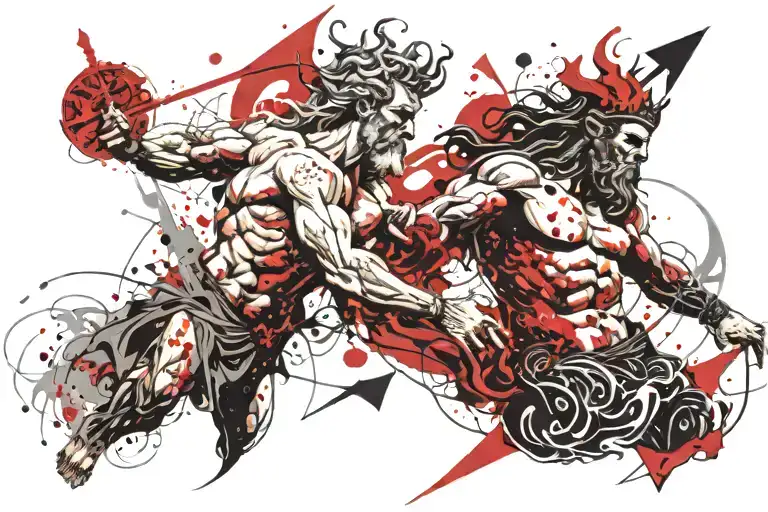 zeus y poseidon tattoo design idea