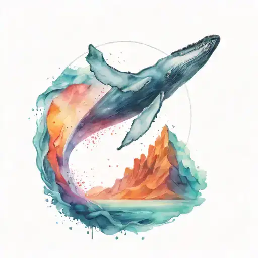 humpback whale tail with mountains inside tattoo design idea