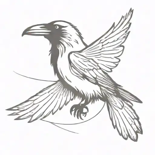 raven with outstretched wings tattoo design idea