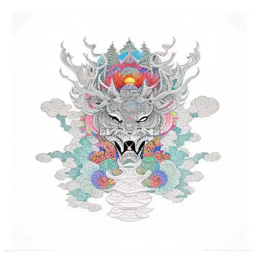 Psychedelic forrest  tattoo design idea