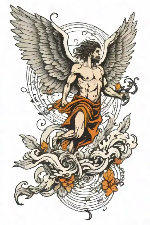 fall of icarus from mythology with only represented by appllo tattoo design idea