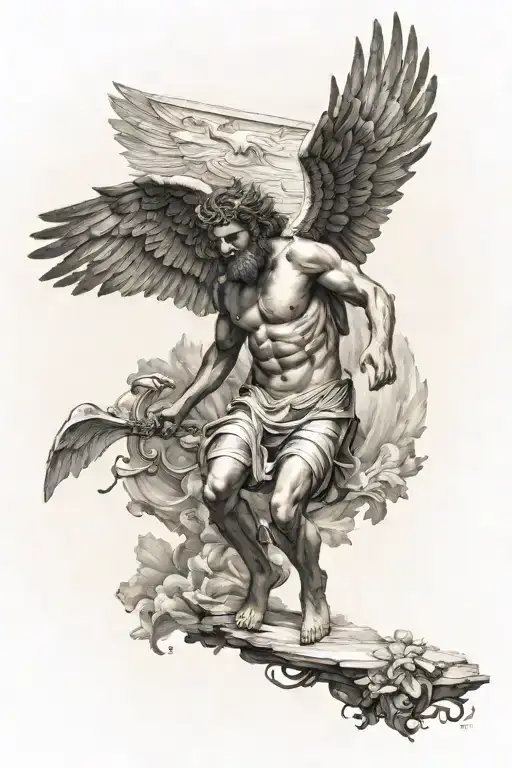 fall of icarus from greek mythology tattoo design idea