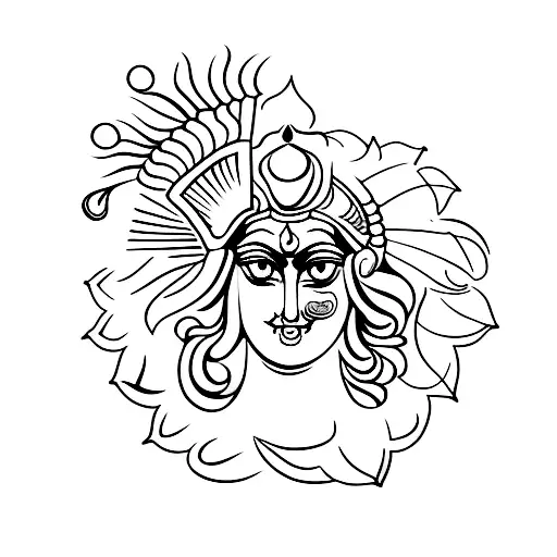 durga navami with a peacock feather tattoo design idea