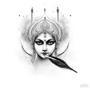 durga and one peacock feather tattoo design idea
