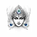 durga and one peacock feather tattoo design idea